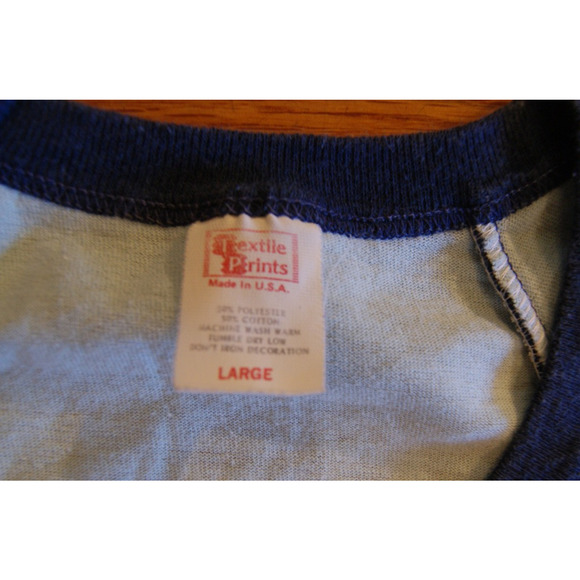 Vintage 70s 80s Great Smokey Mountains Vneck L Ringer TShirt Bear Trees USA Made - Picture 3 of 10